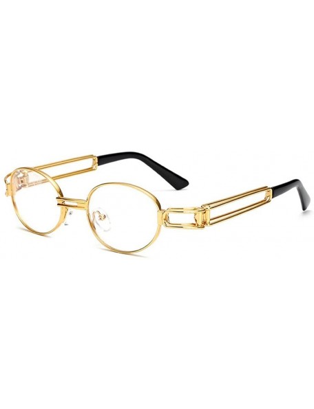Oval Vintage Designer Fashion Sunglasses Oval Frame UV Protection - Gold-clear - CH17YGQAAT9 $12.04