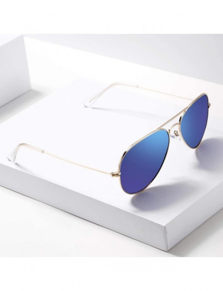 Aviator Classic Polarized Aviator Sunglasses for Men Women- 100% UV Protection - A4 Gold Frame/Blue Mirrored - CF18KS0S5OK $1...