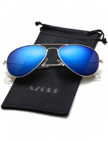 Aviator Classic Polarized Aviator Sunglasses for Men Women- 100% UV Protection - A4 Gold Frame/Blue Mirrored - CF18KS0S5OK $1...