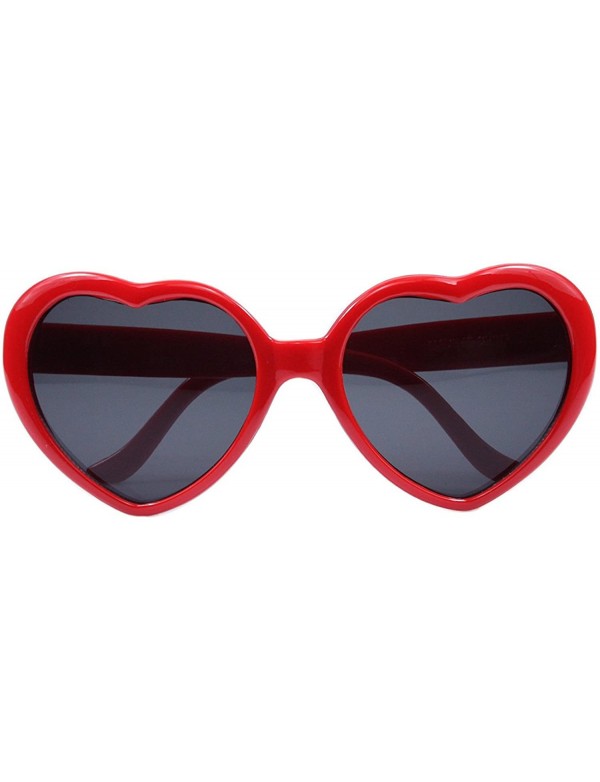 Rimless Women Fashion Oversized Heart Shaped Retro Sunglasses Cute Eyewear UV400 - Red - CT12NSULPWJ $9.72