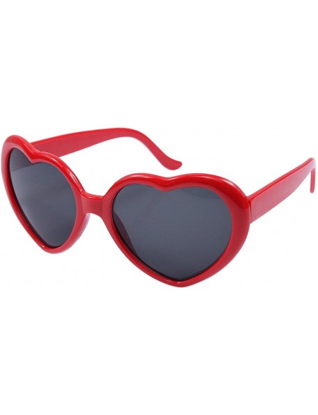 Rimless Women Fashion Oversized Heart Shaped Retro Sunglasses Cute Eyewear UV400 - Red - CT12NSULPWJ $9.72