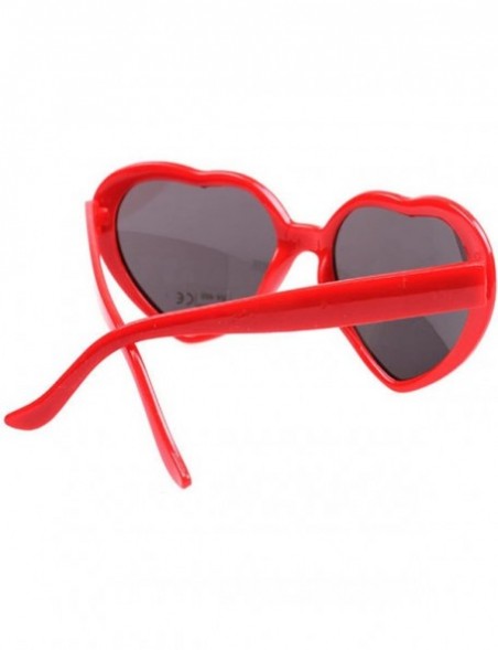 Rimless Women Fashion Oversized Heart Shaped Retro Sunglasses Cute Eyewear UV400 - Red - CT12NSULPWJ $9.72