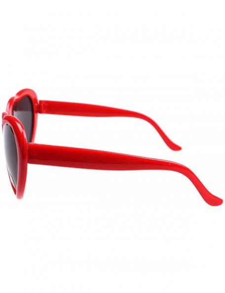 Rimless Women Fashion Oversized Heart Shaped Retro Sunglasses Cute Eyewear UV400 - Red - CT12NSULPWJ $9.72