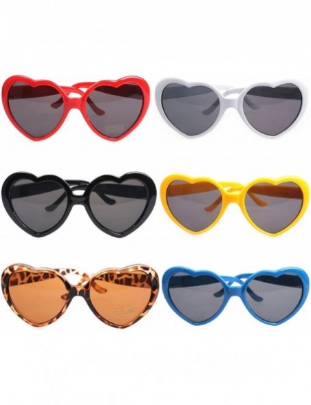 Rimless Women Fashion Oversized Heart Shaped Retro Sunglasses Cute Eyewear UV400 - Red - CT12NSULPWJ $9.72