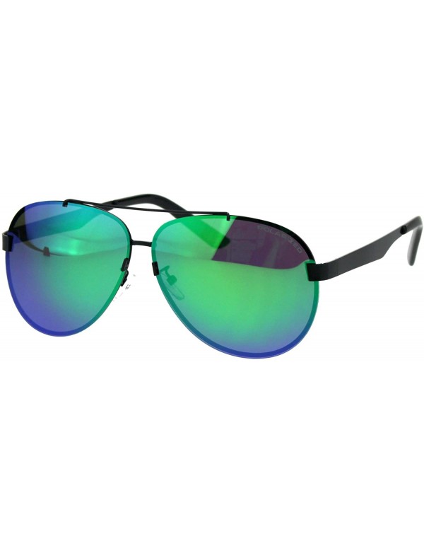 Rimless Polarized Mirror Exposed Edge Luxury Designer Pilots Metal Rim Sunglasses - Black Teal - CN18GXT6CZ0 $19.17
