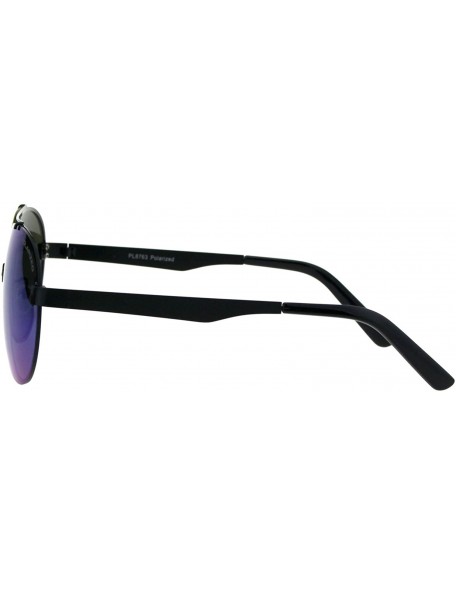 Rimless Polarized Mirror Exposed Edge Luxury Designer Pilots Metal Rim Sunglasses - Black Teal - CN18GXT6CZ0 $19.17