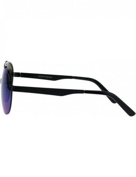 Rimless Polarized Mirror Exposed Edge Luxury Designer Pilots Metal Rim Sunglasses - Black Teal - CN18GXT6CZ0 $19.17