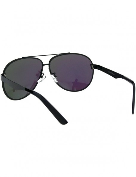 Rimless Polarized Mirror Exposed Edge Luxury Designer Pilots Metal Rim Sunglasses - Black Teal - CN18GXT6CZ0 $19.17