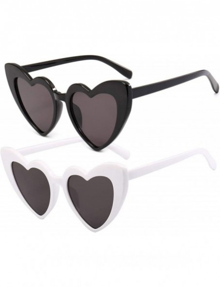 Cat Eye Heart Sunglasses for Women Retro Love Eyeglasses Vintage Cat Eye Glasses UV400 - B Black- White - C2196GRW72N $15.00