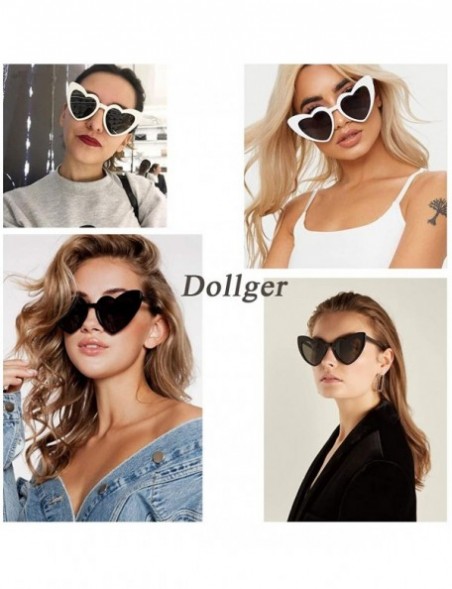 Cat Eye Heart Sunglasses for Women Retro Love Eyeglasses Vintage Cat Eye Glasses UV400 - B Black- White - C2196GRW72N $15.00