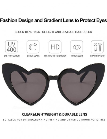 Cat Eye Heart Sunglasses for Women Retro Love Eyeglasses Vintage Cat Eye Glasses UV400 - B Black- White - C2196GRW72N $15.00