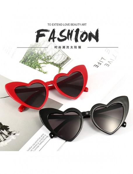 Cat Eye Heart Sunglasses for Women Retro Love Eyeglasses Vintage Cat Eye Glasses UV400 - B Black- White - C2196GRW72N $15.00