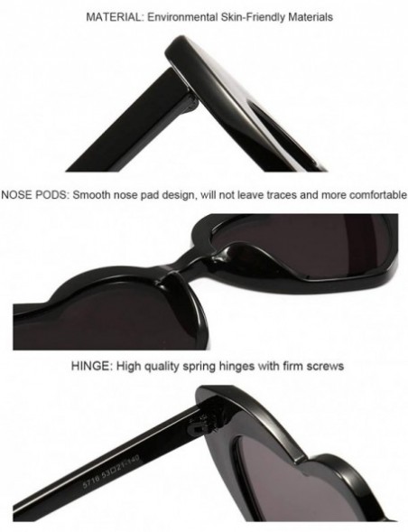 Cat Eye Heart Sunglasses for Women Retro Love Eyeglasses Vintage Cat Eye Glasses UV400 - B Black- White - C2196GRW72N $15.00