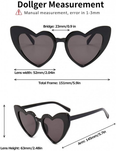 Cat Eye Heart Sunglasses for Women Retro Love Eyeglasses Vintage Cat Eye Glasses UV400 - B Black- White - C2196GRW72N $15.00