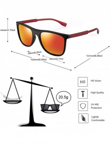 Rectangular 2 Pack Square Polarized Sunglasses Lightweight Plastic UV 400 Protection Mirrored Lens Plastic Frame Glasses - CI...