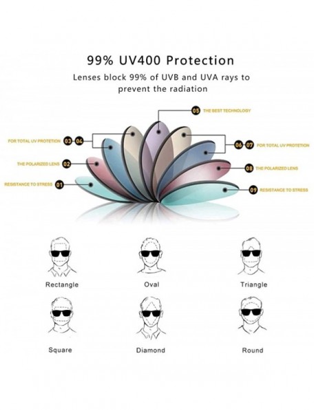 Rectangular 2 Pack Square Polarized Sunglasses Lightweight Plastic UV 400 Protection Mirrored Lens Plastic Frame Glasses - CI...