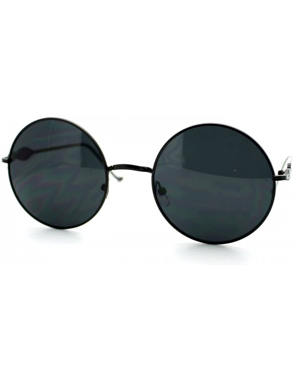 Round Round Circle Thin Metal Frame Sunglasses Classy Designer Detail - Black - CW11XT17BR9 $11.62