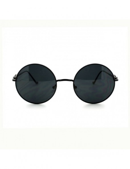 Round Round Circle Thin Metal Frame Sunglasses Classy Designer Detail - Black - CW11XT17BR9 $11.62