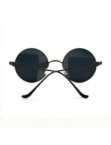 Round Round Circle Thin Metal Frame Sunglasses Classy Designer Detail - Black - CW11XT17BR9 $11.62