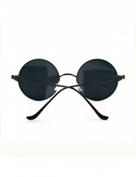 Round Round Circle Thin Metal Frame Sunglasses Classy Designer Detail - Black - CW11XT17BR9 $11.62