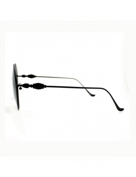 Round Round Circle Thin Metal Frame Sunglasses Classy Designer Detail - Black - CW11XT17BR9 $11.62