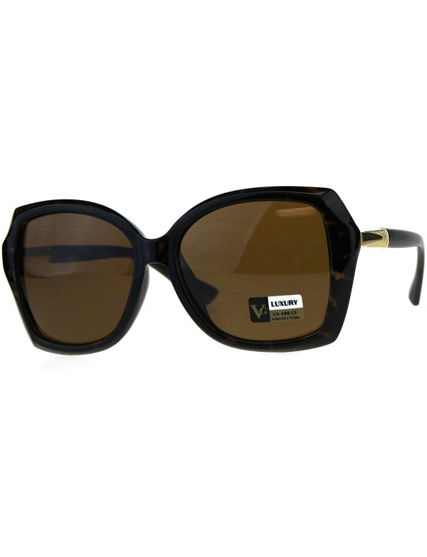 Rectangular Womens Luxury Designer Fashion Thick Plastic Diva Sunglasses - Tortoise Brown - CQ18C2TQASQ $14.24