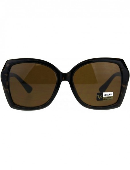 Rectangular Womens Luxury Designer Fashion Thick Plastic Diva Sunglasses - Tortoise Brown - CQ18C2TQASQ $14.24