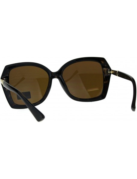 Rectangular Womens Luxury Designer Fashion Thick Plastic Diva Sunglasses - Tortoise Brown - CQ18C2TQASQ $14.24