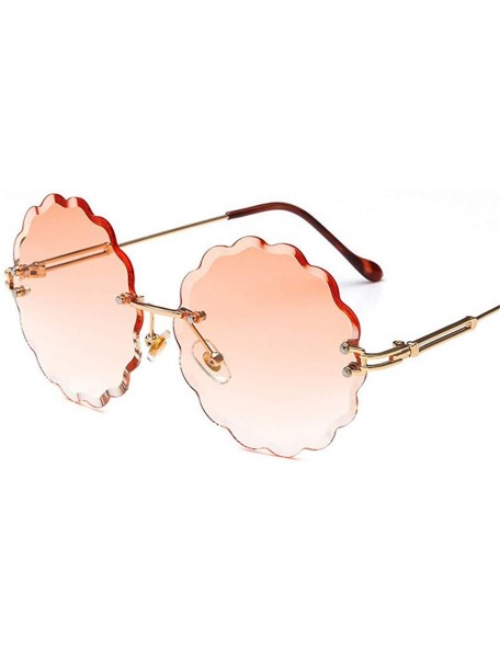 Semi-rimless Round Rimless Flower Sunglasses Women Men Vintage Stylish Sun Glasses Unique Decoration Eyewears - 7 - CJ18Y8GXQ...