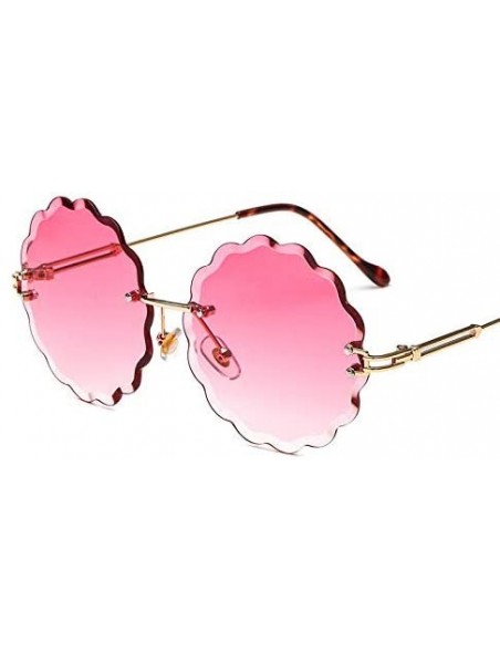 Semi-rimless Round Rimless Flower Sunglasses Women Men Vintage Stylish Sun Glasses Unique Decoration Eyewears - 7 - CJ18Y8GXQ...