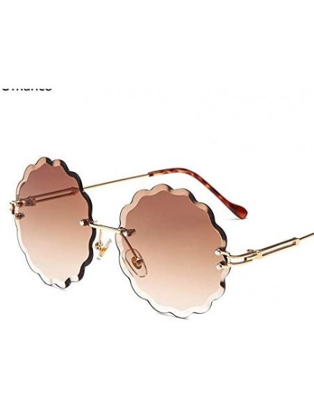 Semi-rimless Round Rimless Flower Sunglasses Women Men Vintage Stylish Sun Glasses Unique Decoration Eyewears - 7 - CJ18Y8GXQ...