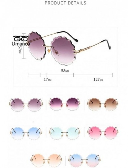 Semi-rimless Round Rimless Flower Sunglasses Women Men Vintage Stylish Sun Glasses Unique Decoration Eyewears - 7 - CJ18Y8GXQ...