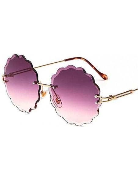 Semi-rimless Round Rimless Flower Sunglasses Women Men Vintage Stylish Sun Glasses Unique Decoration Eyewears - 7 - CJ18Y8GXQ...