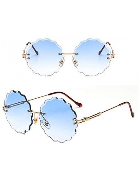 Semi-rimless Round Rimless Flower Sunglasses Women Men Vintage Stylish Sun Glasses Unique Decoration Eyewears - 7 - CJ18Y8GXQ...