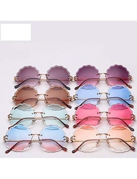 Semi-rimless Round Rimless Flower Sunglasses Women Men Vintage Stylish Sun Glasses Unique Decoration Eyewears - 7 - CJ18Y8GXQ...