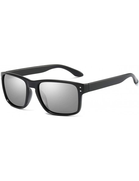 Sport Polarized Sports Sunglasses for Men/Women Shades Square Driving Cycling Sun glasses - Silver - CG18IA5USZD $32.76
