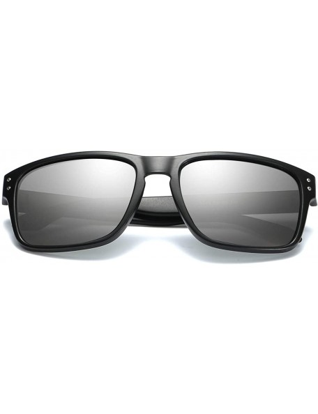 Sport Polarized Sports Sunglasses for Men/Women Shades Square Driving Cycling Sun glasses - Silver - CG18IA5USZD $14.20