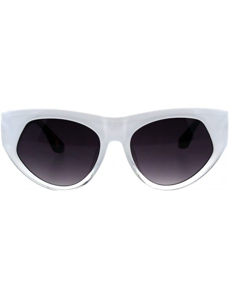 Cat Eye Womens Mod Thick Plastic Cat Eye Diva Designer Fashion Sunglasses - White Clear Tortoise - CI18EY0UKG9 $11.29