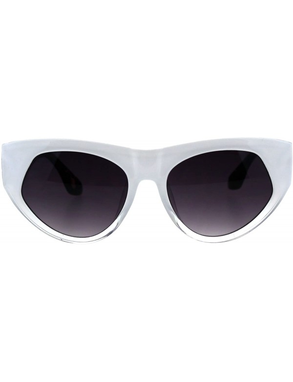 Cat Eye Womens Mod Thick Plastic Cat Eye Diva Designer Fashion Sunglasses - White Clear Tortoise - CI18EY0UKG9 $11.29