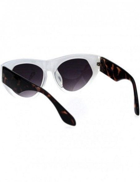 Cat Eye Womens Mod Thick Plastic Cat Eye Diva Designer Fashion Sunglasses - White Clear Tortoise - CI18EY0UKG9 $11.29