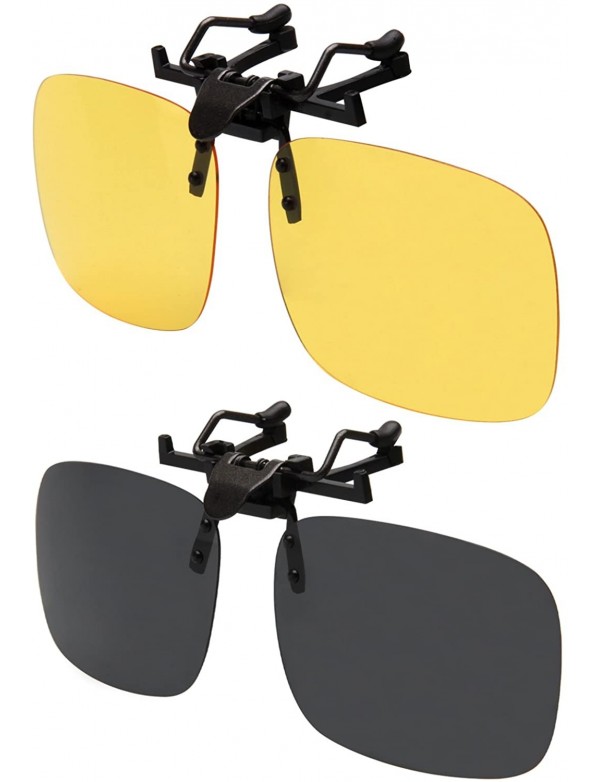 Sport Polarized Men Women Outdoor Sport Clip on Flip up Driving Sunglasses - 2 Pairs Big (Yellow and Black) - CY11NF80B5Z $21.47