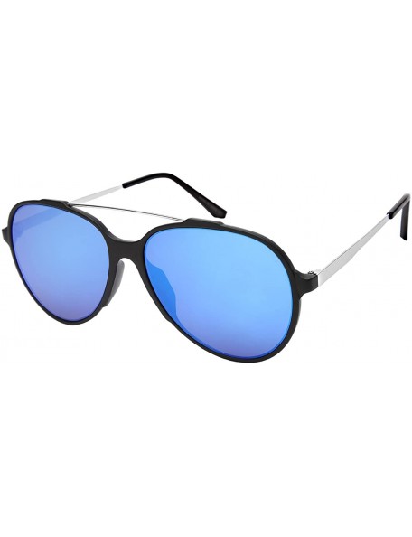 Aviator Modern Top Bar Aviators w/Flat Color Mirrored Lens 53094-FLREV - Matte Black - CO183KM39ND $12.33