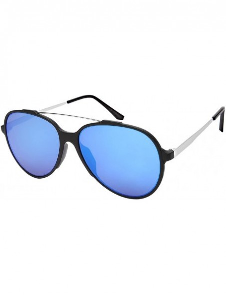 Aviator Modern Top Bar Aviators w/Flat Color Mirrored Lens 53094-FLREV - Matte Black - CO183KM39ND $12.33