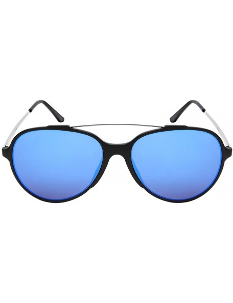 Aviator Modern Top Bar Aviators w/Flat Color Mirrored Lens 53094-FLREV - Matte Black - CO183KM39ND $12.33