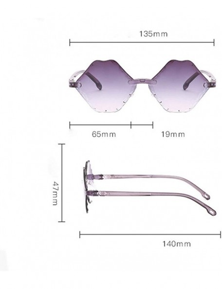 Semi-rimless Gradient Colorful Hexagon Shaped Irregular Eye Sunglasses Retro Eyewear Fashion Radiation Protection - Coffee - ...