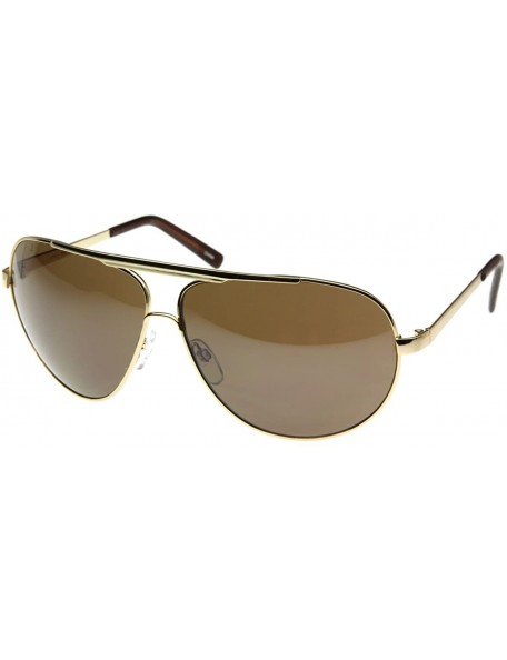 Oversized 70's Big Frame Oversized Aviator Sunglasses for Men and Women 70mm - Gold / Brown - CB116Q2GQS3 $13.81