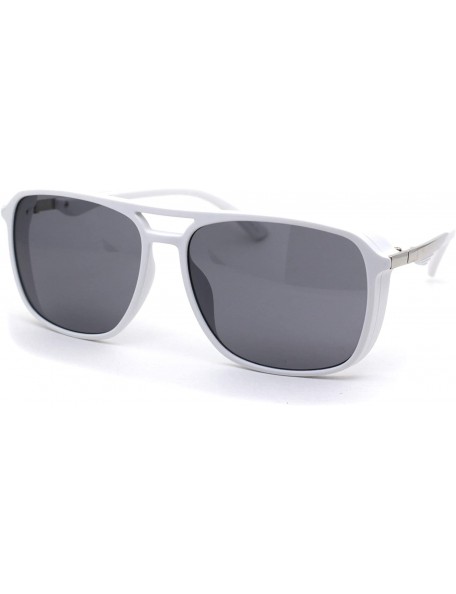 Rectangular Mens Elegant Chic Plastic Rectangular Side Visor Racer Sunglasses - White Black - C718ZMECWS9 $11.74