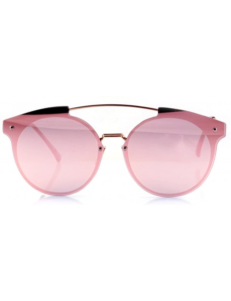 Aviator Unisex Futuristic Ultra Slim Frame Mirrored Flat Lens Sunglasses A033 - Gold/ Pink Revo - CO186HHCSTR $11.54