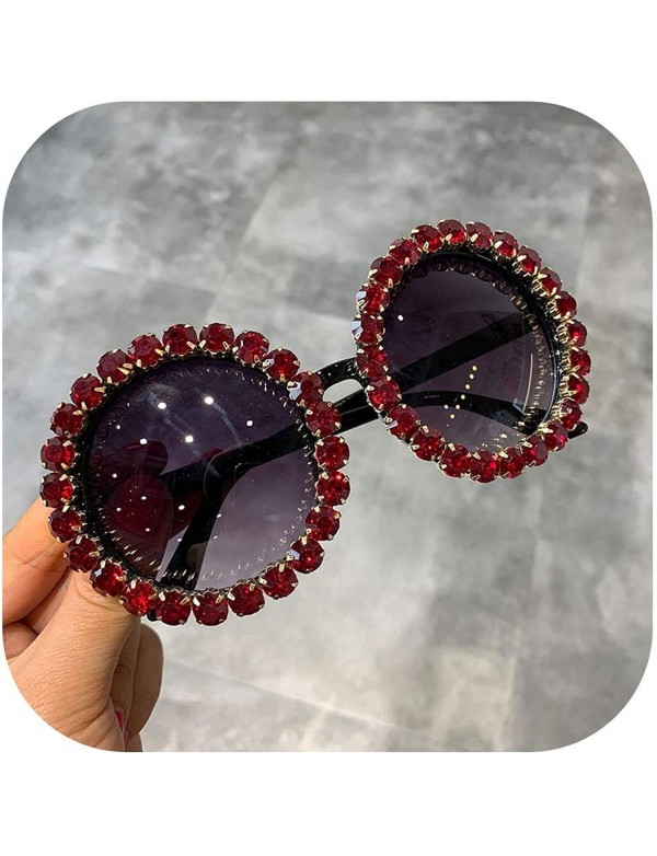 Oversized Fashion Luxury Round Sunglasses Women Vintage Oversized Rhinestone Sun Glasses Men Eyewear Oculos De Sol UV400 - C7...