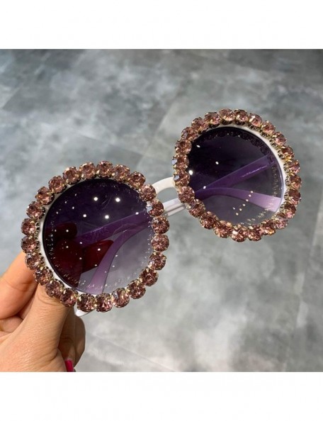 Oversized Fashion Luxury Round Sunglasses Women Vintage Oversized Rhinestone Sun Glasses Men Eyewear Oculos De Sol UV400 - C7...